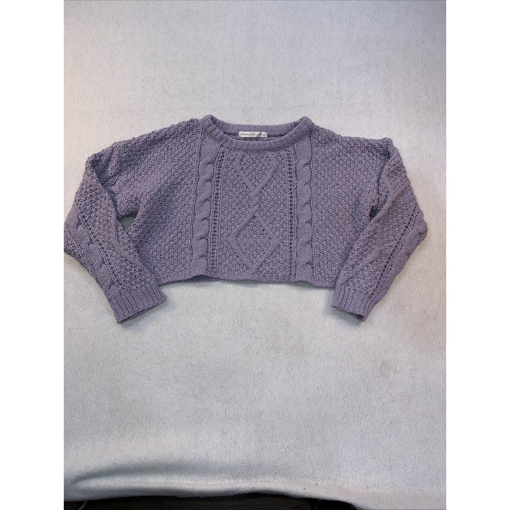 Altar'd State Crop Sweater Womens Medium Lavender Knit Long Sleeve Purple
